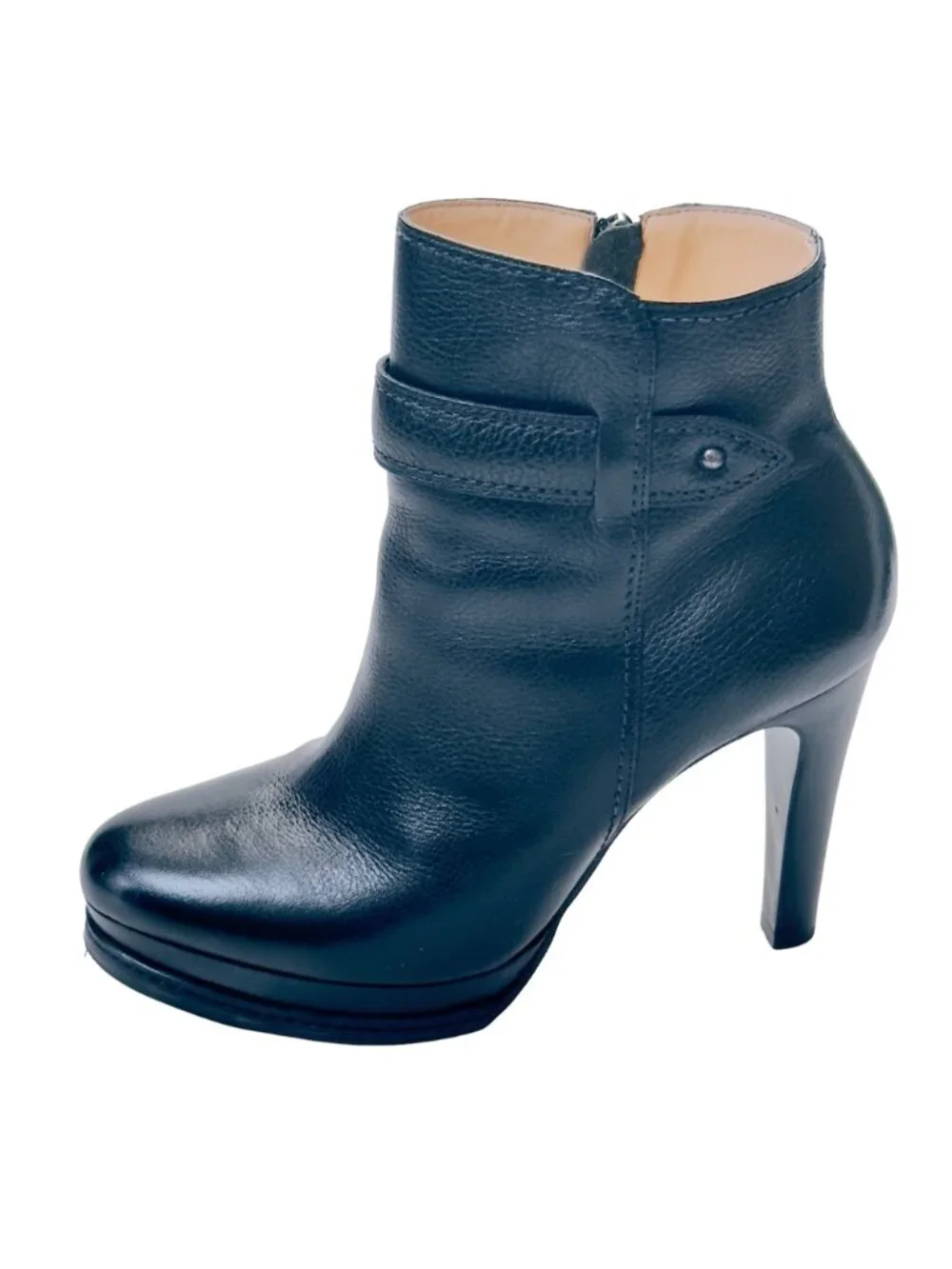 TALBOTS Women's Shoes Black Leather Heels Platform Ankle Boots Size 7B